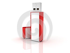 Red stylish USB flash drive memory