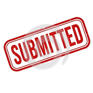 Red submitted stamp isolated on white background