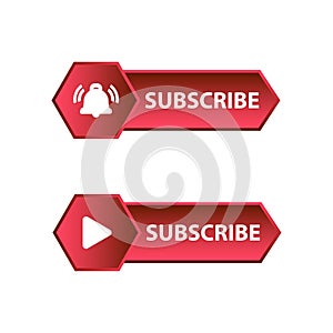 Red Subscribe Button in Flat Style Vector Illustration, Stylish Metallic subscribe button with red color background vector