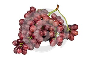 Bunch of ripe red grapes isolated on white