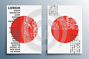 Red sun minimal design set for poster, banner, flyer, brochure cover, background, wallpaper, typography