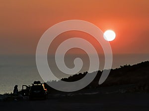 Red sun over Adriatic sea