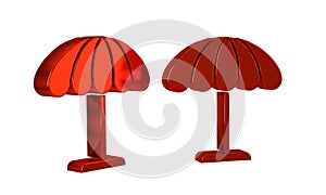 Red Sun protective umbrella for beach icon isolated on transparent background. Large parasol for outdoor space. Beach