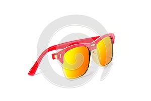 Red sunglasses frame isolated on a white background