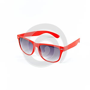 Red sunglasses isolated