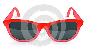 Red sunglasses isolated on white