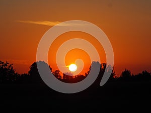 red sunrise in the small town of golmes, lerida, spain, europe