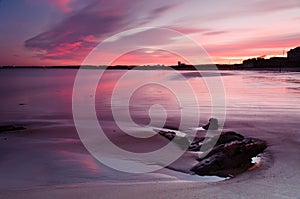 Red sunset at Blyth beach