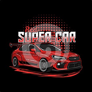 Red super car illustration perfect for tshirt design, poster, sticker, hoodie or other merchandise