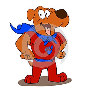 Red super dog with a cape