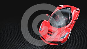Red Supercar - Top Studio View