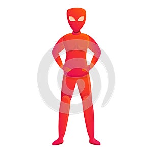 Red superhero icon, cartoon style