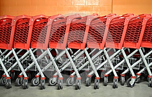 Red Supermarket Trolleys photo