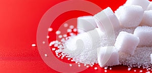 Red surface with sugar cubes