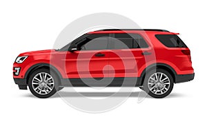 Red SUV Car Isolated