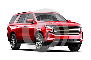 Red Suv car isolated on white