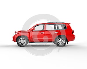 Red SUV isolated on white - side view