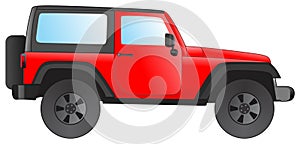 Red suv vehicle vector drawing on isolated white background