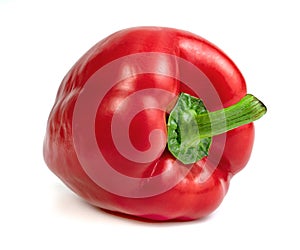 Red sweet bell pepper sliced isolated on white background