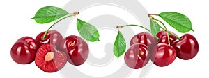 red sweet cherry isolated on white background with full depth of field