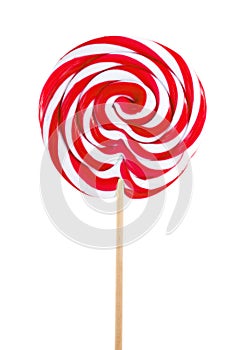 Red sweet lollipop isolated on white