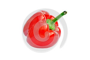 Red sweet paprika pepper top view isolated on white for design packaging