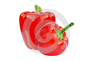 Red sweet paprika peppers composition isolated on white for design packaging