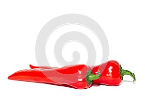 Red sweet pepper of the Ramiro variety on a white background