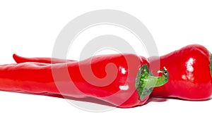 Red sweet pepper of the Ramiro variety on a white background