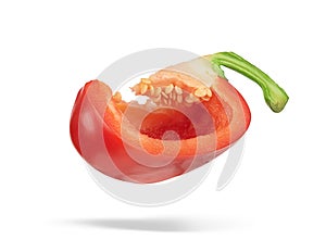 Red sweet pepper slice isolated on white background