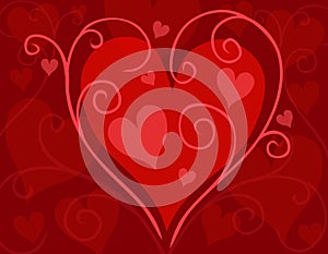 Red Swirling Valentine's Day Heart Card