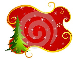 Red Swirls Christmas Tree Background