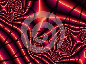 Red swirls fantasy galaxy fractal, lights, abstract background, graphics