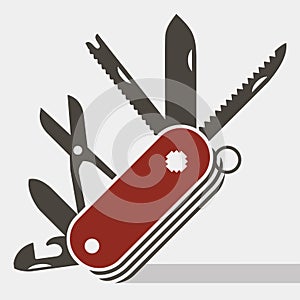 Red swiss army knife flat icon