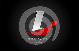 red swoosh L alphabet letter logo icon design with black grey color. Creative template for business and company