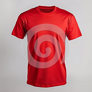 Red T-Shirt on Gray Background