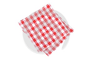 Red table napkins on white background