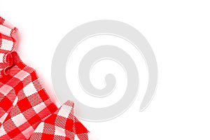 Red  tablecloth on whhite background