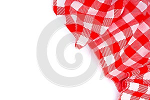 Red  tablecloth on whhite background