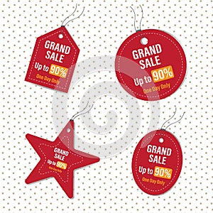 Red tag grand sale 90 percent off promotion set