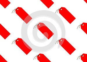 Red tag on a white background. Seamless texture. Vector seamless pattern with price tags. Illustration for sale. Discount pricetag