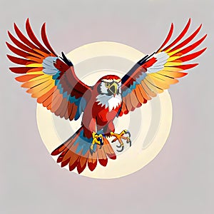 Red tailed hawk raptor flying sunlight moon background