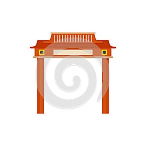 Red taiwan arch icon, flat style