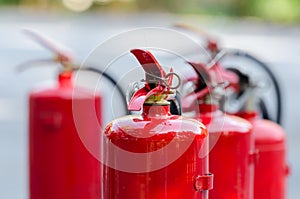 Red tank of fire extinguisher