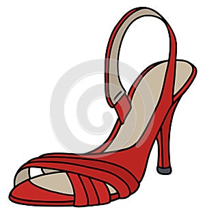Red tape shoe on high heel