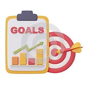 Red target and arrow on clipboard with checklist photo