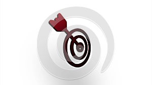 Red target with arrow icon flipping, rotation. Elegant 3d realistic light render. Seamless loop animation video