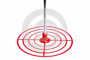 Red target and an arrow isolated on white background