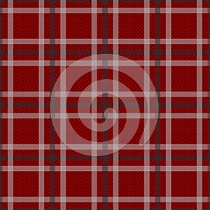 Red Tartan with White and Black Stripes Seamless Background. Vector Illustration