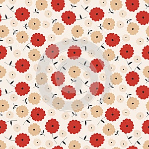 Red & Taupe Floral Seamless Pattern photo